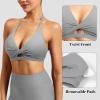 imageYEOREO Sports Bras for Women Open Back Workout Gym Bra Padded Medium Impact Yoga Tops with Ajustable Back StrapsLight Grey