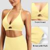 imageYEOREO Sports Bras for Women Open Back Workout Gym Bra Padded Medium Impact Yoga Tops with Ajustable Back StrapsMilk Yellow