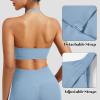 imageYEOREO Sports Bras for Women Open Back Workout Gym Bra Padded Medium Impact Yoga Tops with Ajustable Back StrapsMoonstone Blue