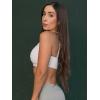 imageYEOREO Sports Bras for Women Open Back Workout Gym Bra Padded Medium Impact Yoga Tops with Ajustable Back StrapsPearl Grey