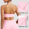 imageYEOREO Sports Bras for Women Open Back Workout Gym Bra Padded Medium Impact Yoga Tops with Ajustable Back StrapsPetal Pink