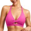 imageYEOREO Sports Bras for Women Open Back Workout Gym Bra Padded Medium Impact Yoga Tops with Ajustable Back StrapsRose Red