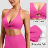 imageYEOREO Sports Bras for Women Open Back Workout Gym Bra Padded Medium Impact Yoga Tops with Ajustable Back StrapsRose Red
