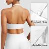 imageYEOREO Sports Bras for Women Open Back Workout Gym Bra Padded Medium Impact Yoga Tops with Ajustable Back StrapsWhite