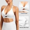 imageYEOREO Sports Bras for Women Open Back Workout Gym Bra Padded Medium Impact Yoga Tops with Ajustable Back StrapsWhite