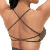 imageYEOREO Pearl Womens Sports Bra Strappy Criss Cross Back Bra Backless Removable Padded Yoga Crop Top1 Coffee