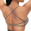 imageYEOREO Pearl Womens Sports Bra Strappy Criss Cross Back Bra Backless Removable Padded Yoga Crop Top1 Light Grey