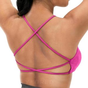 imageYEOREO Pearl Womens Sports Bra Strappy Criss Cross Back Bra Backless Removable Padded Yoga Crop Top1 Rose Pink