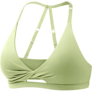 imageYEOREO Sports Bras for Women Open Back Workout Gym Bra Padded Medium Impact Yoga Tops with Ajustable Back StrapsBean Green