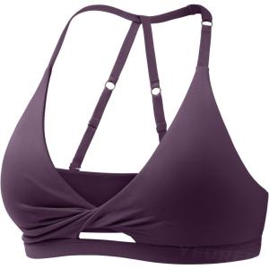 imageYEOREO Sports Bras for Women Open Back Workout Gym Bra Padded Medium Impact Yoga Tops with Ajustable Back StrapsBlack Purple