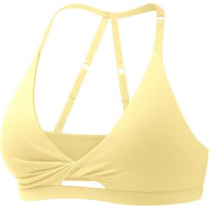 imageYEOREO Sports Bras for Women Open Back Workout Gym Bra Padded Medium Impact Yoga Tops with Ajustable Back StrapsMilk Yellow