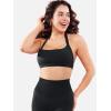 imageYEOREO Roxanie Women Halter Sports Bra Scoop Neck Removable Padded Open Back Yoga Workout Crop Tank TopBlack