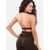 imageYEOREO Roxanie Women Halter Sports Bra Scoop Neck Removable Padded Open Back Yoga Workout Crop Tank TopCocoa