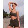imageYEOREO Roxanie Women Halter Sports Bra Scoop Neck Removable Padded Open Back Yoga Workout Crop Tank TopCocoa