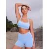 imageYEOREO Roxanie Women Halter Sports Bra Scoop Neck Removable Padded Open Back Yoga Workout Crop Tank TopIce Blue