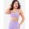 imageYEOREO Roxanie Women Halter Sports Bra Scoop Neck Removable Padded Open Back Yoga Workout Crop Tank TopLight Purple
