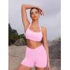 imageYEOREO Roxanie Women Halter Sports Bra Scoop Neck Removable Padded Open Back Yoga Workout Crop Tank TopPink