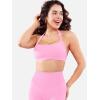 imageYEOREO Roxanie Women Halter Sports Bra Scoop Neck Removable Padded Open Back Yoga Workout Crop Tank TopPink