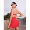 imageYEOREO Roxanie Women Halter Sports Bra Scoop Neck Removable Padded Open Back Yoga Workout Crop Tank TopRed