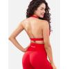 imageYEOREO Roxanie Women Halter Sports Bra Scoop Neck Removable Padded Open Back Yoga Workout Crop Tank TopRed