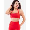 imageYEOREO Roxanie Women Halter Sports Bra Scoop Neck Removable Padded Open Back Yoga Workout Crop Tank TopRed