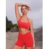 imageYEOREO Roxanie Women Halter Sports Bra Scoop Neck Removable Padded Open Back Yoga Workout Crop Tank TopRed