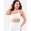 imageYEOREO Roxanie Women Halter Sports Bra Scoop Neck Removable Padded Open Back Yoga Workout Crop Tank TopWhite