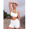 imageYEOREO Roxanie Women Halter Sports Bra Scoop Neck Removable Padded Open Back Yoga Workout Crop Tank TopWhite
