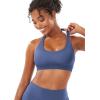 imageYEOREO SoftHue Women Halter Sports Bra Workout Seamless Padded Basic Bra Open Back Yoga Gym Crop TopBlue Grey