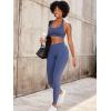 imageYEOREO SoftHue Women Halter Sports Bra Workout Seamless Padded Basic Bra Open Back Yoga Gym Crop TopBlue Grey