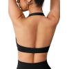 imageYEOREO SoftHue Women Halter Sports Bra Workout Seamless Padded Basic Bra Open Back Yoga Gym Crop TopDark