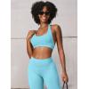 imageYEOREO SoftHue Women Halter Sports Bra Workout Seamless Padded Basic Bra Open Back Yoga Gym Crop TopLight Blue