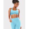 imageYEOREO SoftHue Women Halter Sports Bra Workout Seamless Padded Basic Bra Open Back Yoga Gym Crop TopLight Blue