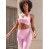 imageYEOREO SoftHue Women Halter Sports Bra Workout Seamless Padded Basic Bra Open Back Yoga Gym Crop TopPink