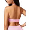 imageYEOREO SoftHue Women Halter Sports Bra Workout Seamless Padded Basic Bra Open Back Yoga Gym Crop TopPink