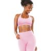 imageYEOREO SoftHue Women Halter Sports Bra Workout Seamless Padded Basic Bra Open Back Yoga Gym Crop TopPink