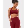 imageYEOREO SoftHue Women Halter Sports Bra Workout Seamless Padded Basic Bra Open Back Yoga Gym Crop TopScarlett Red