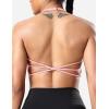 imageYEOREO Womens Sports Bra Halter Workout Sports Bra Strappy Criss Cross Back Bra Removable Padded Yoga Crop TopBaby Pink