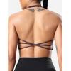 imageYEOREO Womens Sports Bra Halter Workout Sports Bra Strappy Criss Cross Back Bra Removable Padded Yoga Crop TopBlack Berry Purple