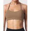 imageYEOREO Womens Sports Bra Halter Workout Sports Bra Strappy Criss Cross Back Bra Removable Padded Yoga Crop TopBrown