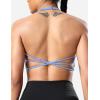 imageYEOREO Womens Sports Bra Halter Workout Sports Bra Strappy Criss Cross Back Bra Removable Padded Yoga Crop TopIce Blue