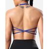 imageYEOREO Womens Sports Bra Halter Workout Sports Bra Strappy Criss Cross Back Bra Removable Padded Yoga Crop TopKlein Blue