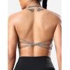imageYEOREO Womens Sports Bra Halter Workout Sports Bra Strappy Criss Cross Back Bra Removable Padded Yoga Crop TopLight Grey
