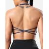 imageYEOREO Womens Sports Bra Halter Workout Sports Bra Strappy Criss Cross Back Bra Removable Padded Yoga Crop TopNavy