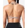 imageYEOREO Womens Sports Bra Halter Workout Sports Bra Strappy Criss Cross Back Bra Removable Padded Yoga Crop TopPearl Grey