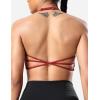 imageYEOREO Womens Sports Bra Halter Workout Sports Bra Strappy Criss Cross Back Bra Removable Padded Yoga Crop TopRed