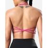 imageYEOREO Womens Sports Bra Halter Workout Sports Bra Strappy Criss Cross Back Bra Removable Padded Yoga Crop TopRose Red