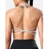 imageYEOREO Womens Sports Bra Halter Workout Sports Bra Strappy Criss Cross Back Bra Removable Padded Yoga Crop TopWhite