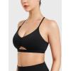 imageYEOREO Womens Sports Bras Chilene Strappy Criss Cross Open Back Low Impact Removable Cups Gym Yoga Workout BraBlack