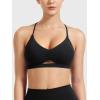 imageYEOREO Womens Sports Bras Chilene Strappy Criss Cross Open Back Low Impact Removable Cups Gym Yoga Workout BraBlack